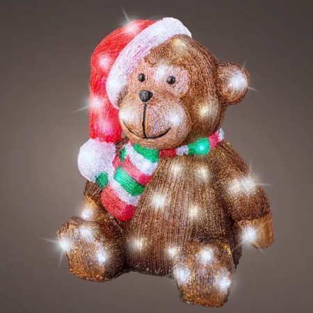 aap met kerstmuts acrylic led 25x35,50cm 60l