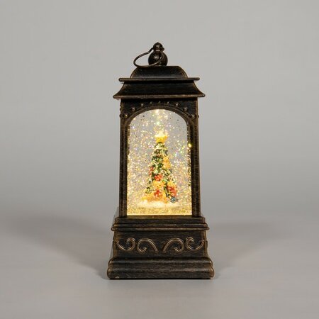 glitterlantaarn kerstboom 20.5x9cm - afbeelding 1