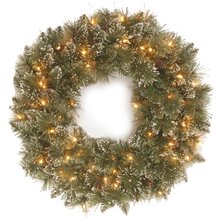 glittery bristle wreath 15 cones 76cm with 50 led