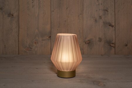 lamp glas d12h17cm mat roze/gd bo
