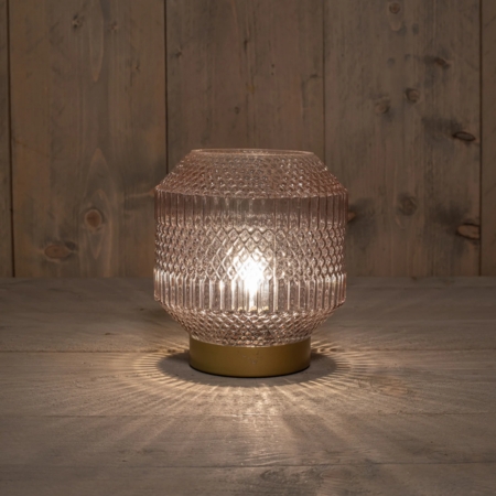 lamp glas d16h17cm roze/gd bo