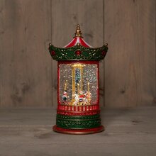 lantaarn carousel 25.5x16cm rd/gr - afbeelding 2