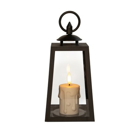 lantaarn met druipkaars 20.5x10cm - afbeelding 1