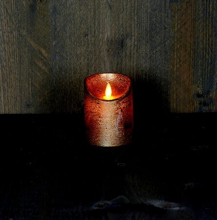 ledkaars wax+vlam h10cm bo goud