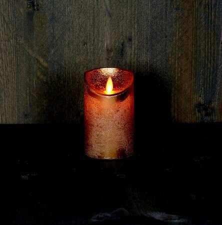 ledkaars wax+vlam h12.5cm bo gd