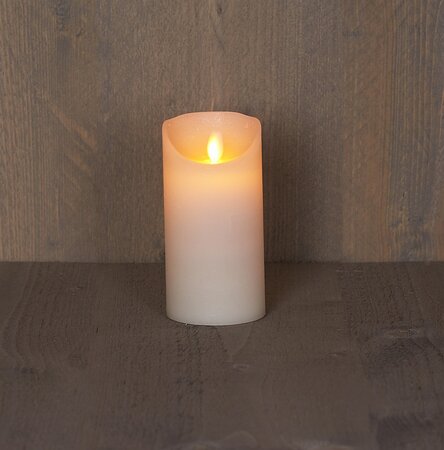 ledkaars wax+vlam h15cm bo ivoor