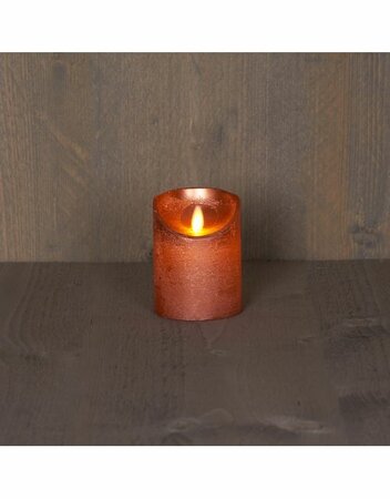 ledkaars wax+vlam h10cm koper bo