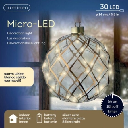 micro led bal d14cm helder/warm wit