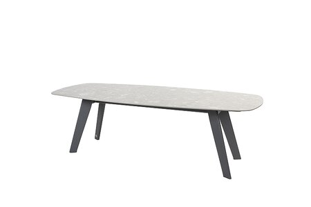 montana table top barrel ceramic terrazzo 240x103 cm