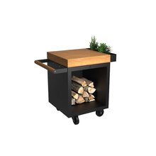 ofyr mise en place table black 65 pro teak wood