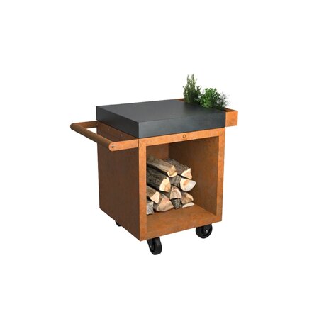 ofyr mise en place table corten 65 pro ceramic dark grey