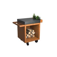 ofyr mise en place table corten 65 pro ceramic dark grey