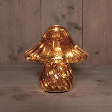 paddenstoel glas 19x19cm bruin