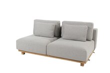 paradiso upholstery 2 seat bench teak w/6 cush
