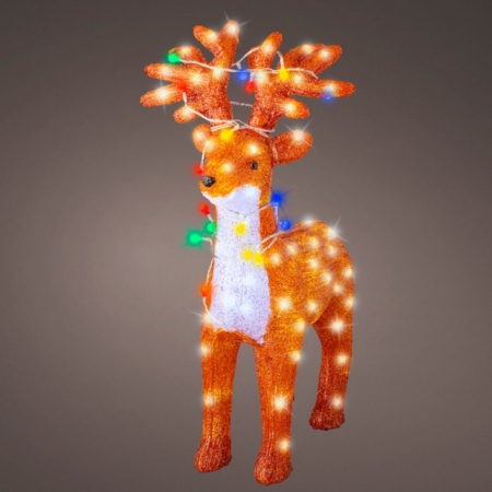 reindeer met kerstverlichting acrylic led 19x67cm 120l