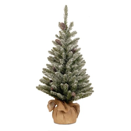snowy concolor burlap w/cones 91cm