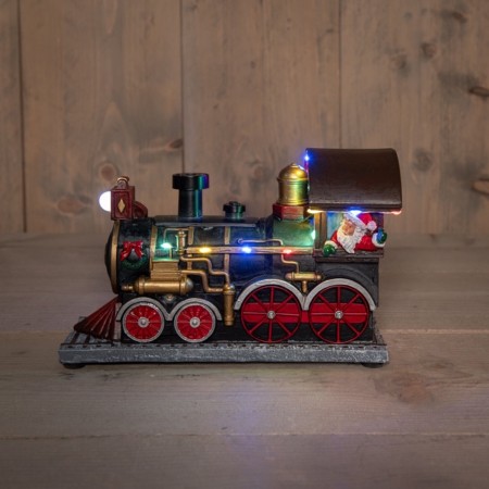 stoomtrein met kerstman 23.5x15cm